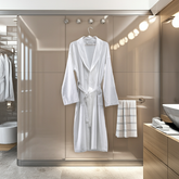 Dante Kimono Style Bathrobe with Waffle Piquet (White)